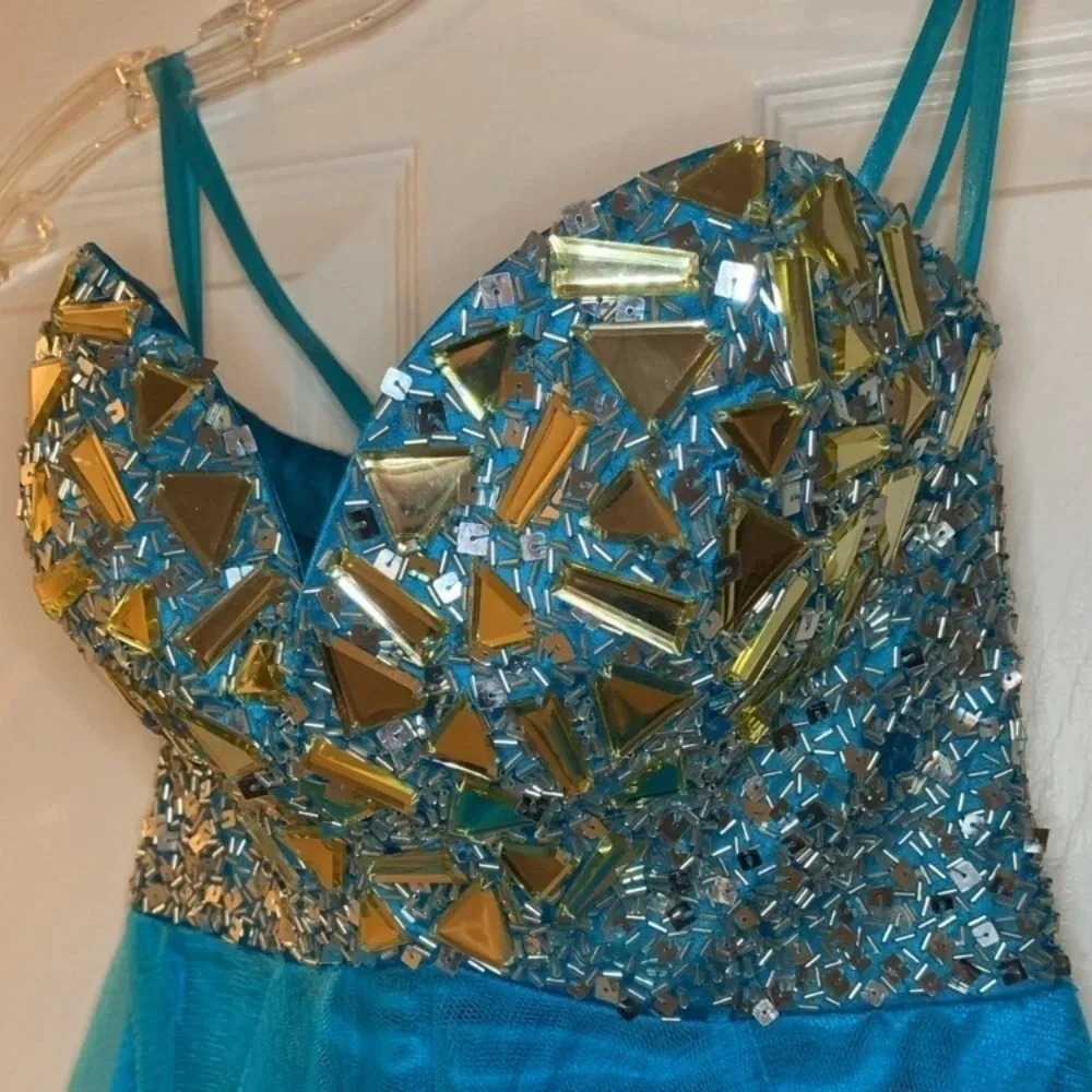 Mirrored Rhinestone Formal Dress - Picture 7 of 14